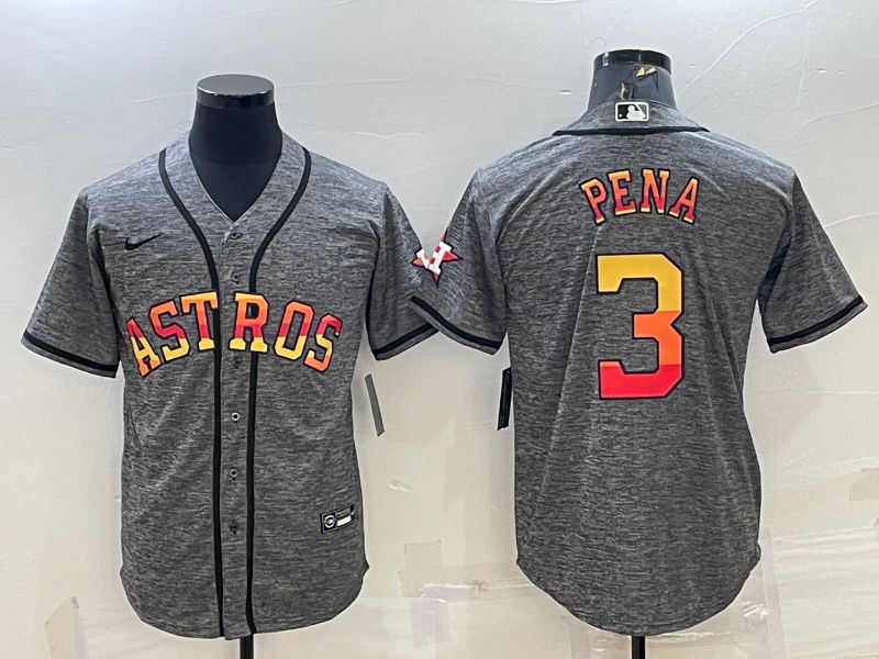 Men Houston Astros #3 Pena Grey hemp ash Rainbow Game Nike 2022 MLB Jerseys